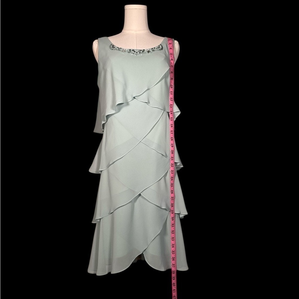 S.L. Fashions Asymmetrical Layered‎ Dress - Soft Blue - Picture 4 of 10